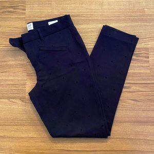 GAP Signature Skinny Ankle Pants Navy w/ Tiny Black Polka Dots - Size: 4